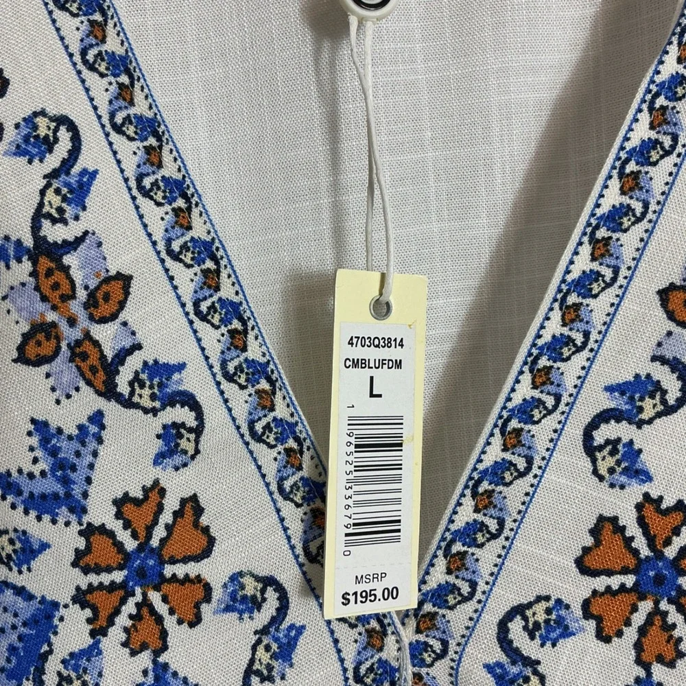 Max Studio Large Ivory Tie Front Flutter Sleeve Top V-Neck Boho Peasant NEW